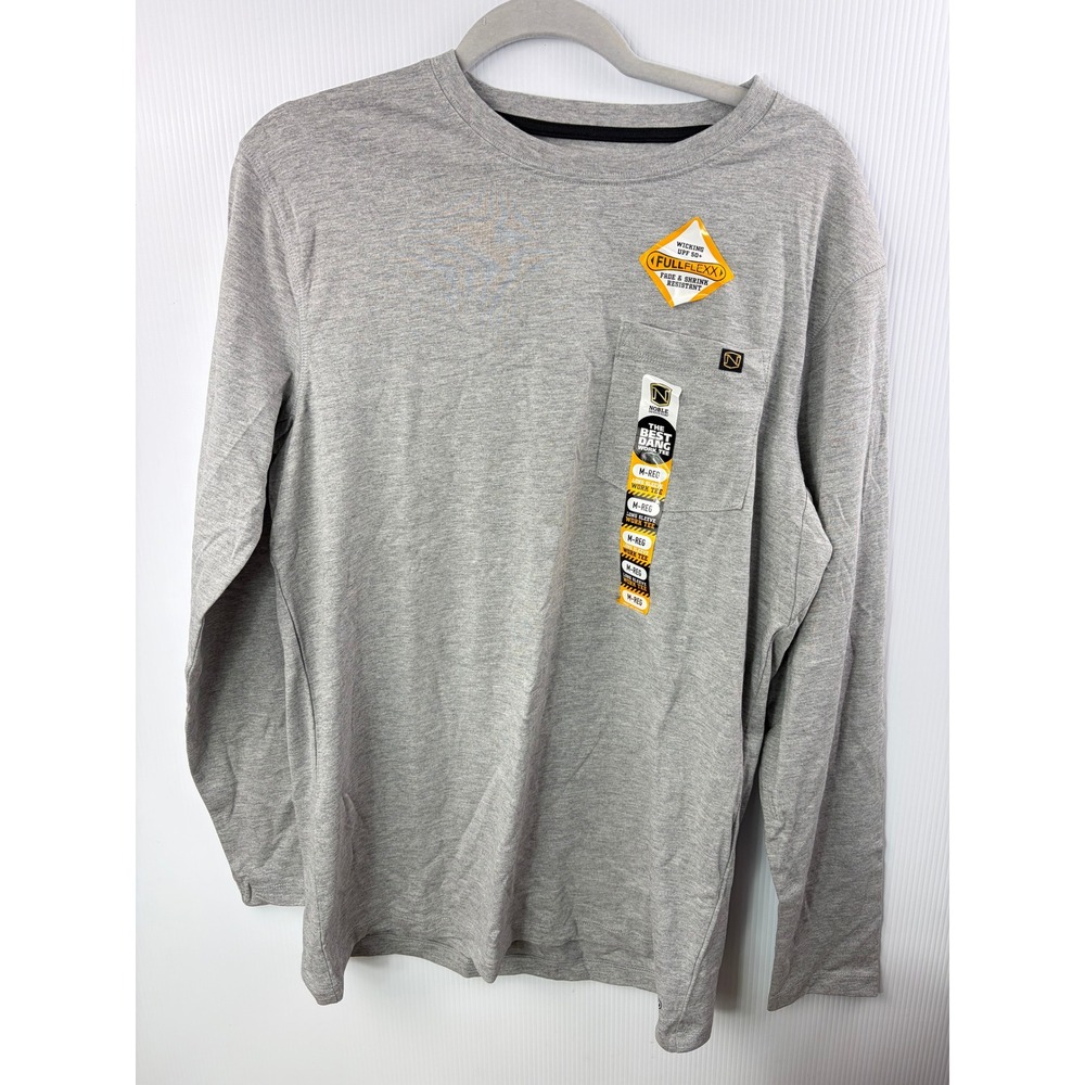 Noble Outfitters Mens Medium Gray Best Dang Work Tee Long Sleeve Pocket Shirt